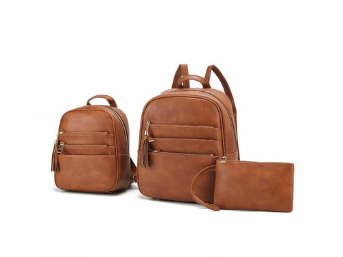 MKF Roxane Backpack with Mini Backpack and Wristlet by Mia K