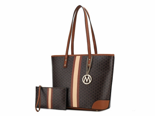 Arya Vegan Leather Women Tote Bag with Wristlet Pouch 2 pieces