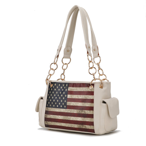 Alaina Vegan Leather Women Flag Shoulder Bag