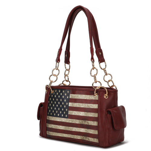 Alaina Vegan Leather Women Flag Shoulder Bag