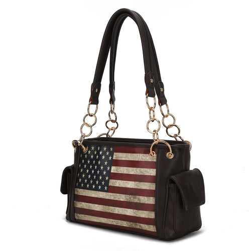 Alaina Vegan Leather Women Flag Shoulder Bag