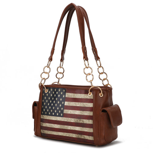Alaina Vegan Leather Women Flag Shoulder Bag