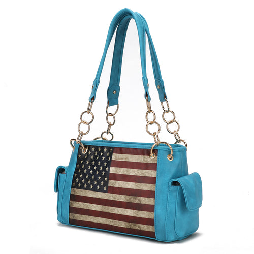 Alaina Vegan Leather Women Flag Shoulder Bag