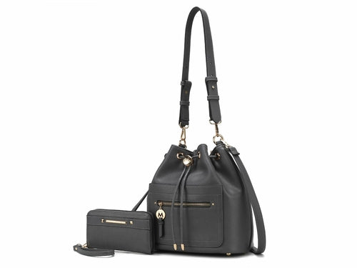 Larissa Vegan Leather Women Bucket Bag with Wallet