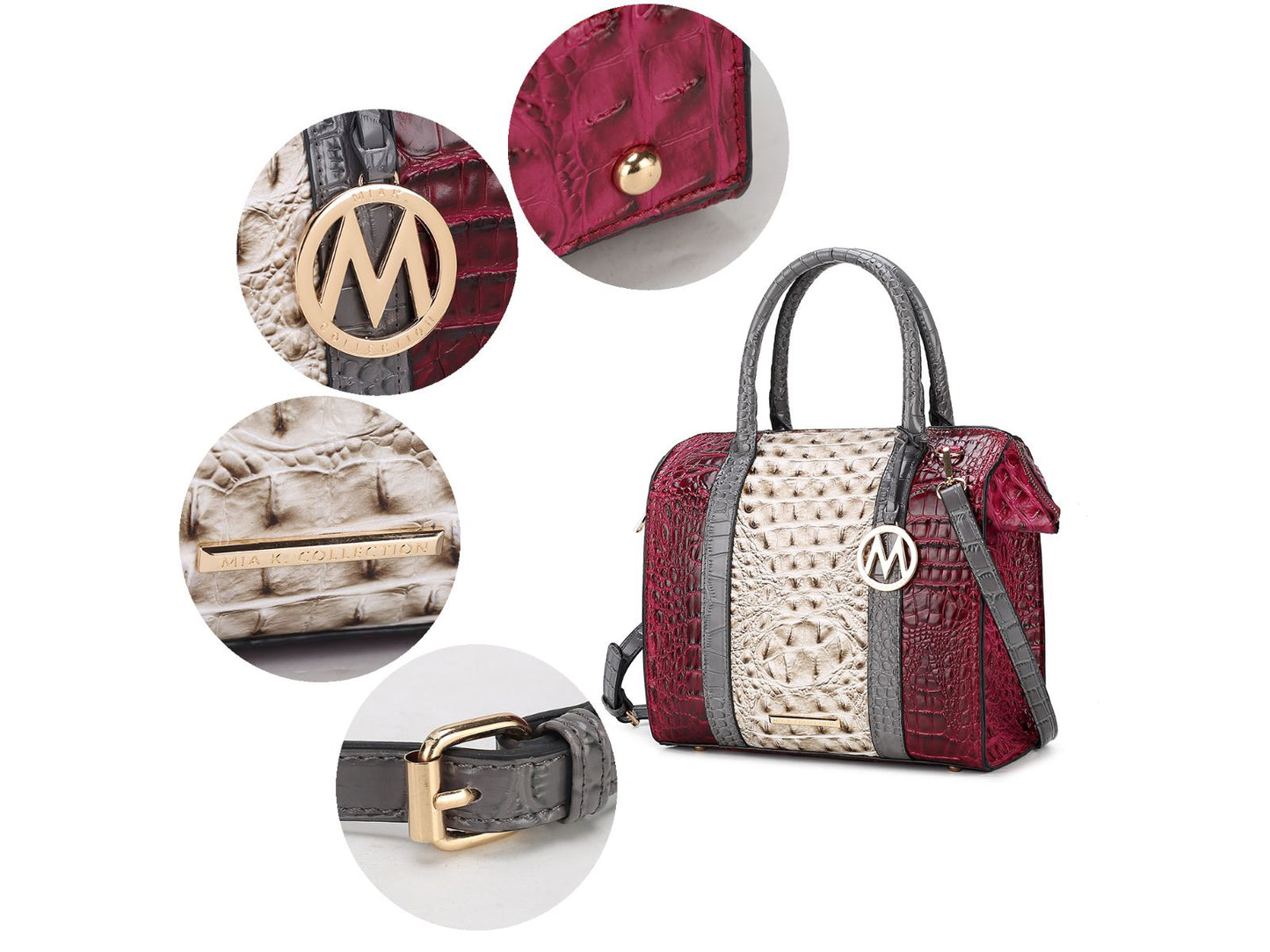 Ember Faux Crocodile-Embossed Vegan Leather Women Satchel Bag