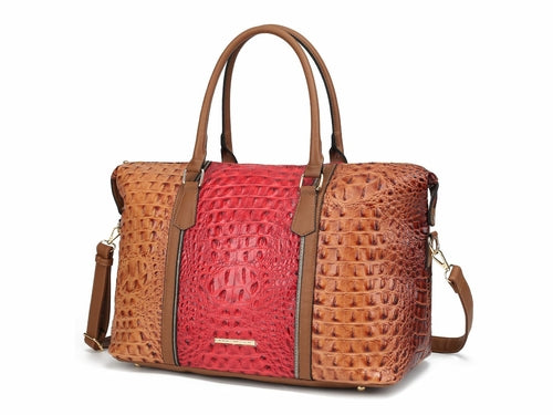 MKF Collection Raven Faux Crocodile-Embossed Duffle Bag by Mia K