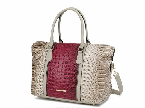 MKF Collection Raven Faux Crocodile-Embossed Duffle Bag by Mia K