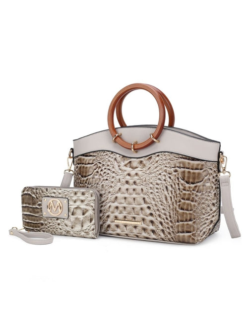 Phoebe Faux Crocodile-Embossed Vegan Leather Women Tote with