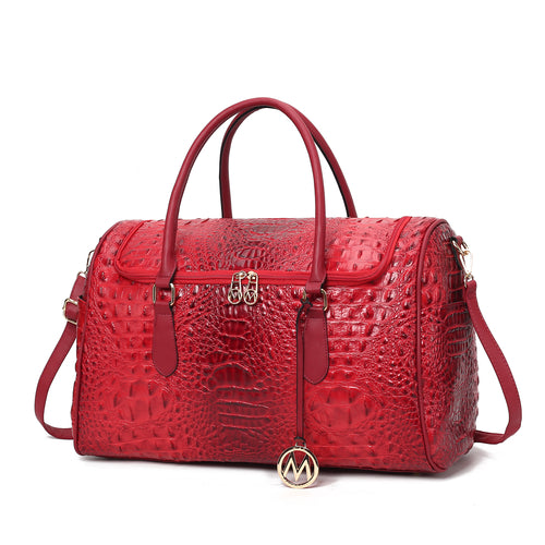 MKF Collection Rina Crocodile Embossed Vegan Leather Duffle Bag Mia