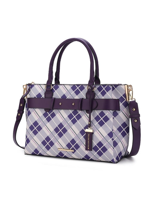 Vivian Plaid Vegan Leather Women Satchel Bag
