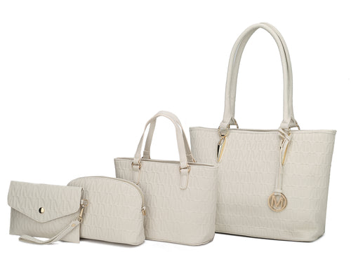 Edelyn embossed M Signature 4 PCS Tote Set