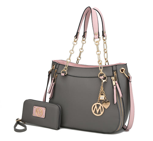 MKF Lina Vegan Leather Women Shoulder Bag with Wallet by Mia K