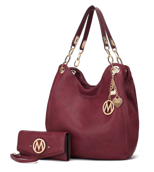 MKF Collection Ashley Hobo Bag and Wristlet Set by Mia K