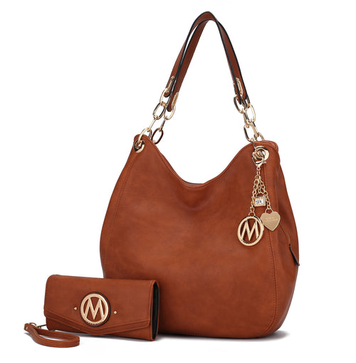 MKF Collection Ashley Hobo Bag and Wristlet Set by Mia K