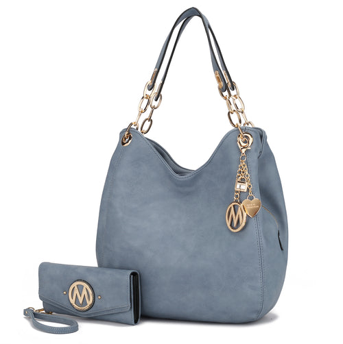 MKF Collection Ashley Hobo Bag and Wristlet Set by Mia K