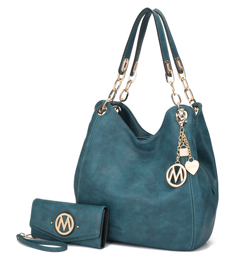 MKF Collection Ashley Hobo Bag and Wristlet Set by Mia K