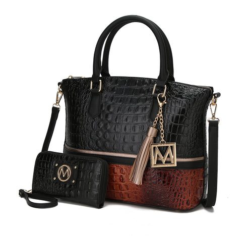 MKF Autumn Crocodile Skin Tote Handbag with Wallet Women by Mia k