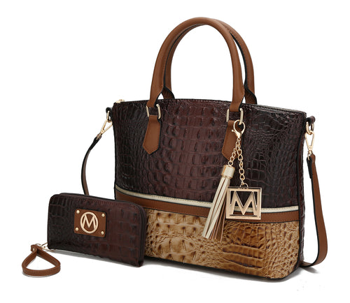 MKF Autumn Crocodile Skin Tote Handbag with Wallet Women by Mia k