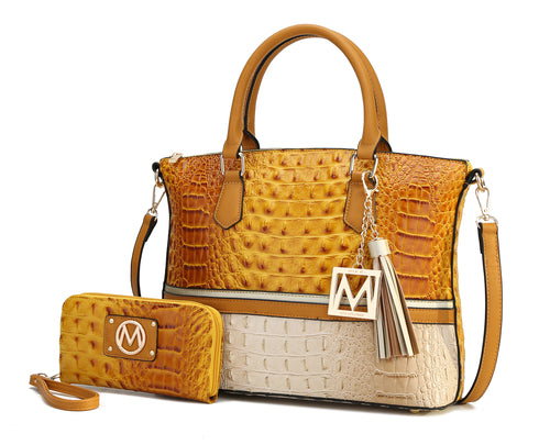 MKF Autumn Crocodile Skin Tote Handbag with Wallet Women by Mia k