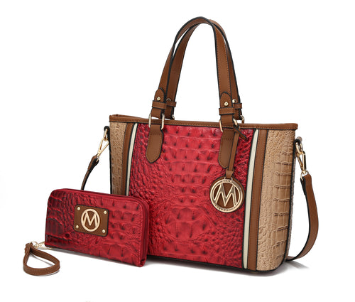 MKF Collection Lizza Croco Embossed Tote & Wallet Set By Mia k