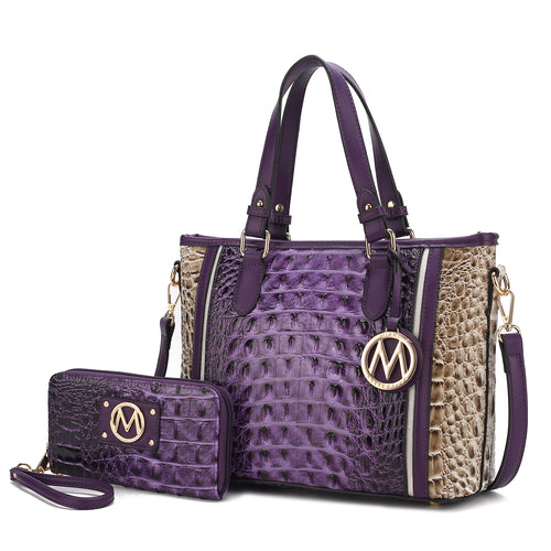 MKF Collection Lizza Croco Embossed Tote & Wallet Set By Mia k