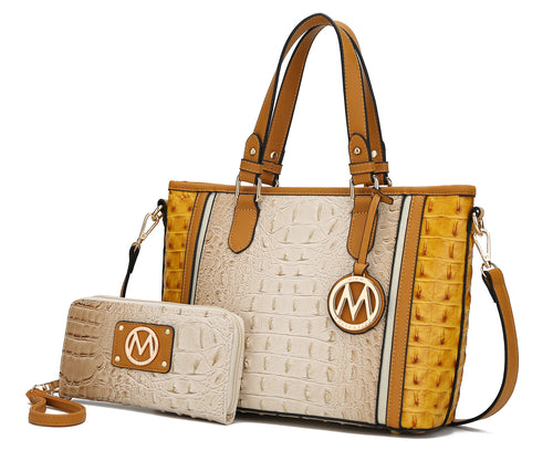 MKF Collection Lizza Croco Embossed Tote & Wallet Set By Mia k
