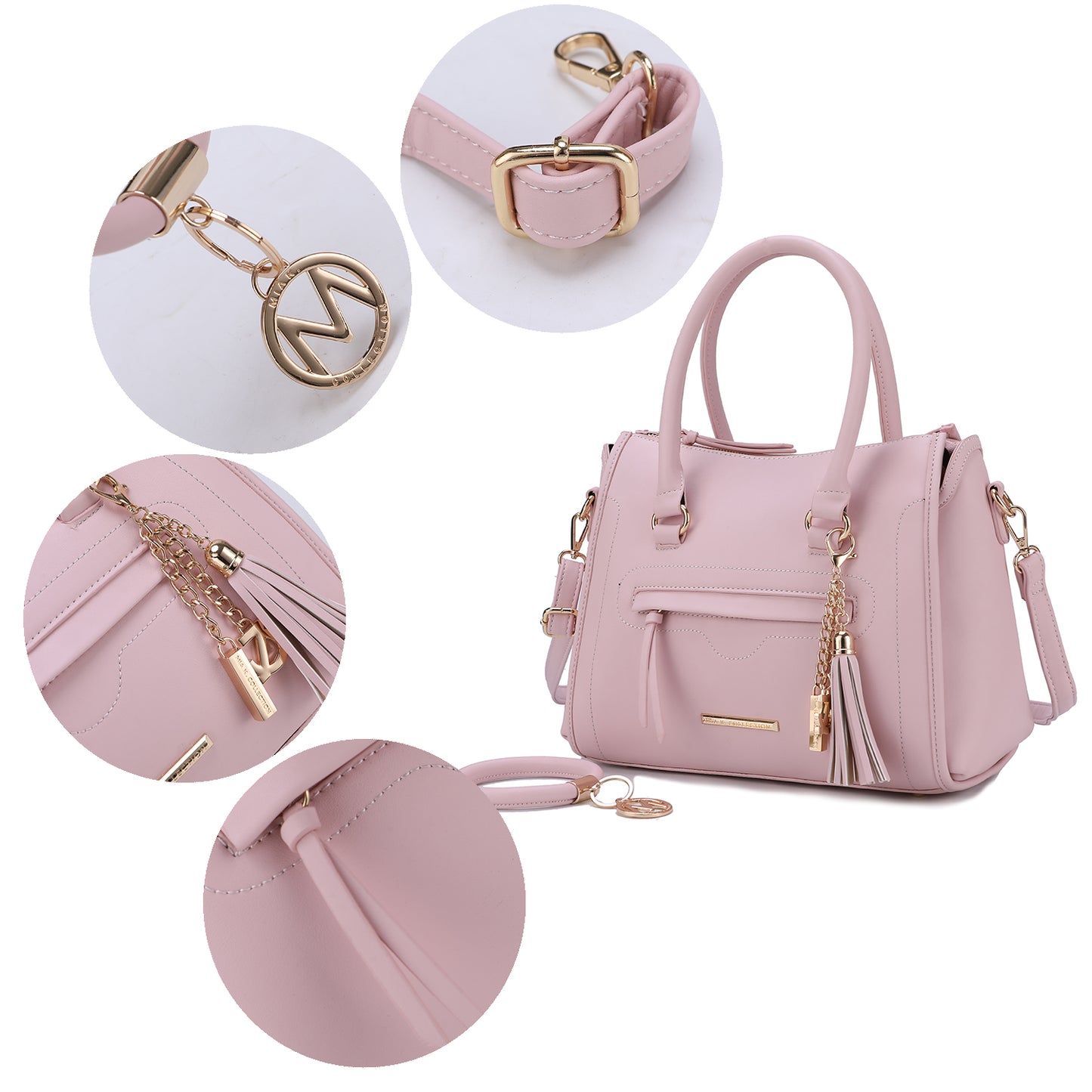 Valeria Satchel Handbag with Keyring