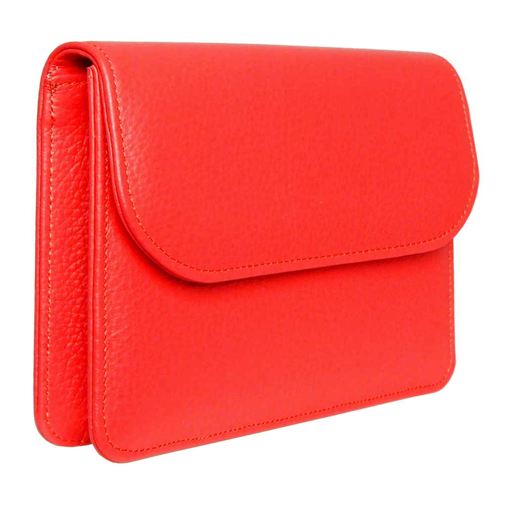 Pebbled Calf Leather Belt Pouch Coral