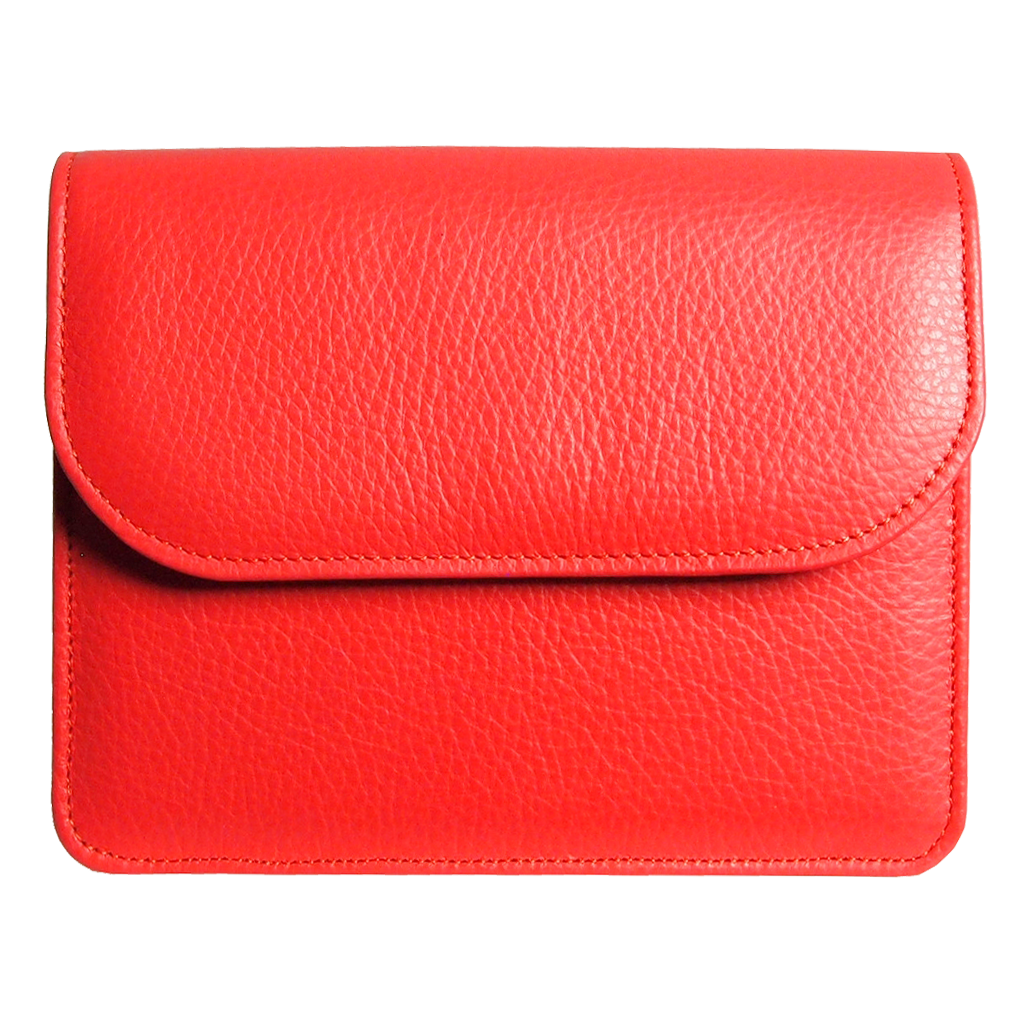 Pebbled Calf Leather Belt Pouch Coral