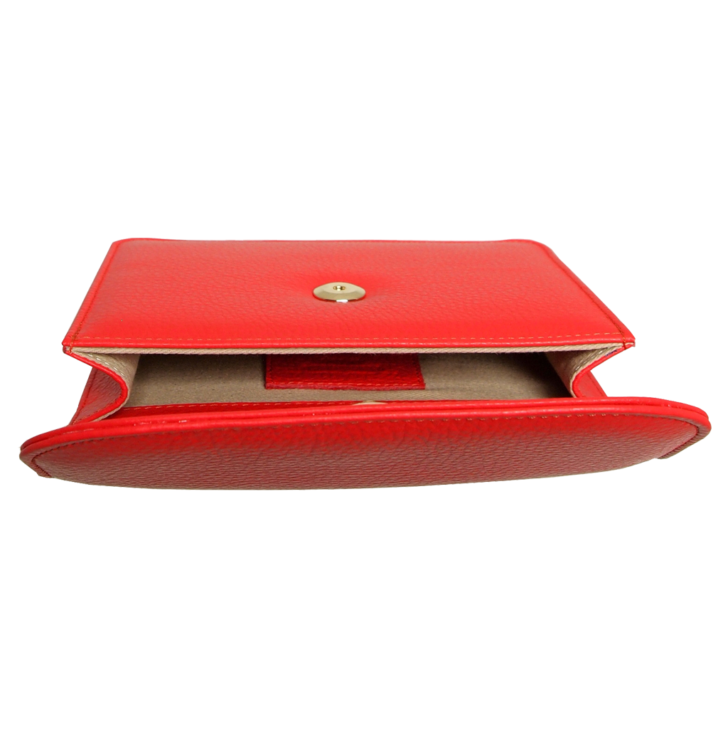 Pebbled Calf Leather Belt Pouch Coral