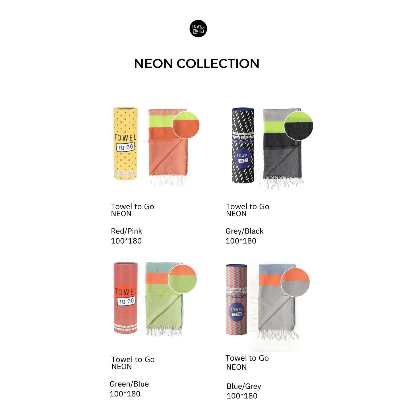 Neon Beach Towel with Recycled Gift Box, Recycled Cotton, Orange, Red