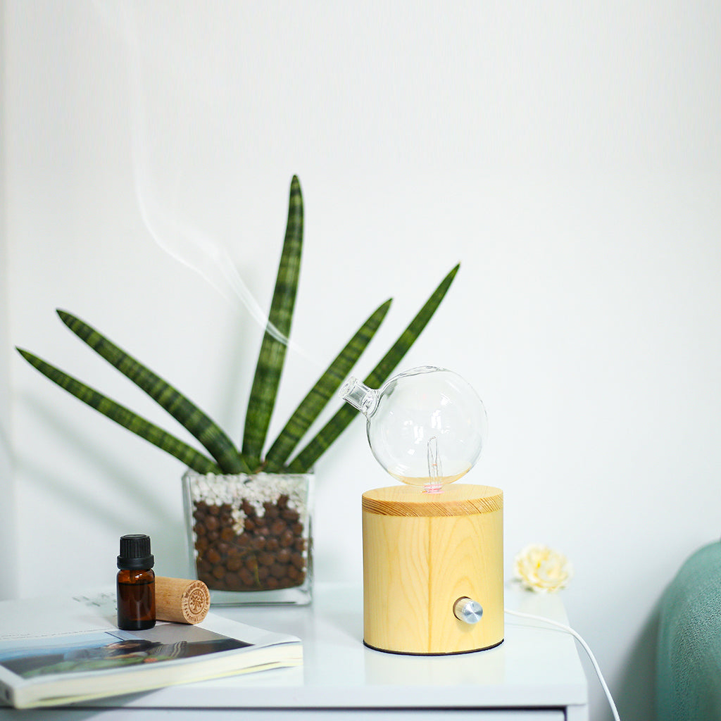 Geometry Cylinder Waterless Essential Oil Diffuser | Wood and Glass