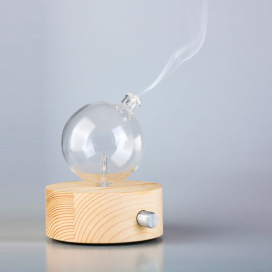 Geometry Round Waterless Essential Oil Diffuser | Wood and Glass