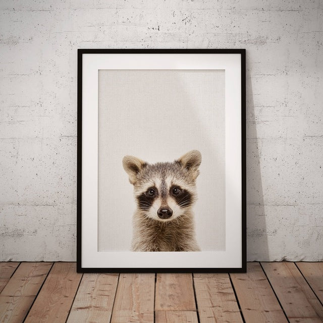 Nursery Animal Raccoon Canvas Prints Wall Art