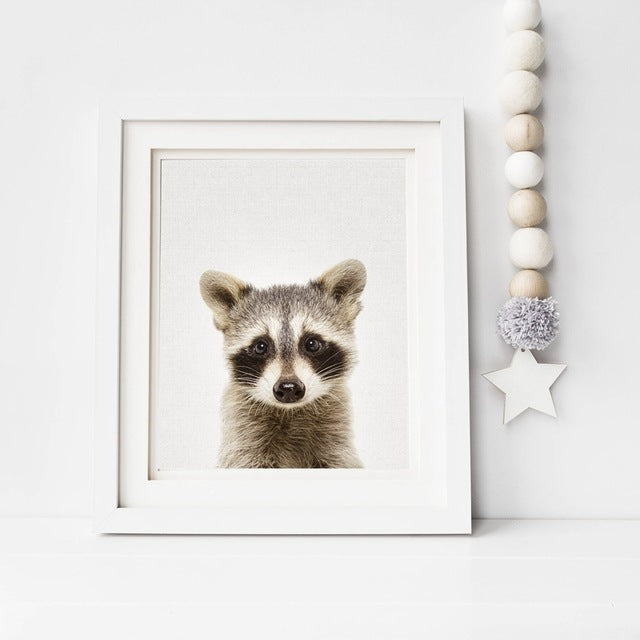 Nursery Animal Raccoon Canvas Prints Wall Art