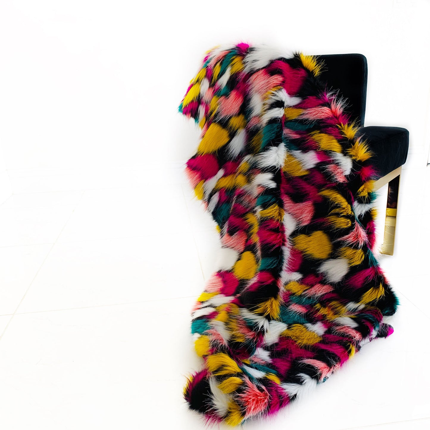 Plutus Purple, Yellow, Black  Amazonian Bird Faux Fur Luxury Throw