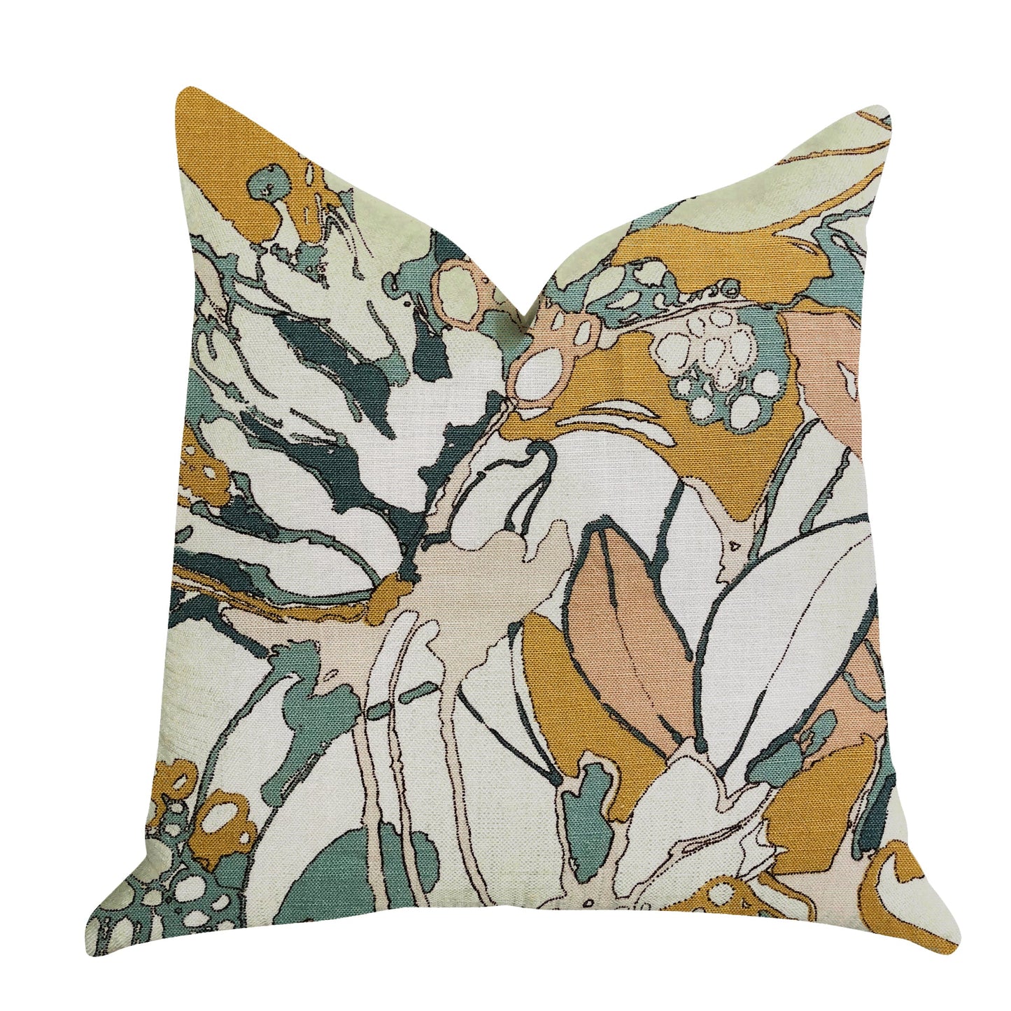 Camellia Floral Multi Color Luxury Throw Pillow