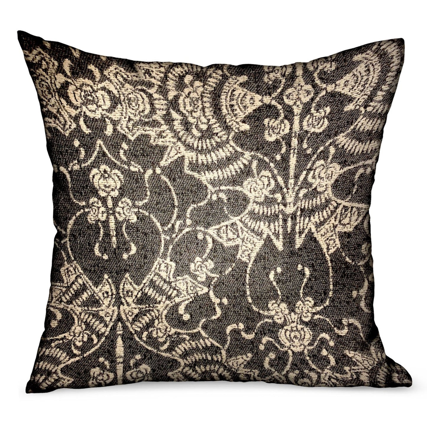 Adriel Bay Gray Black Chevron Luxury Outdoor/Indoor Throw Pillow