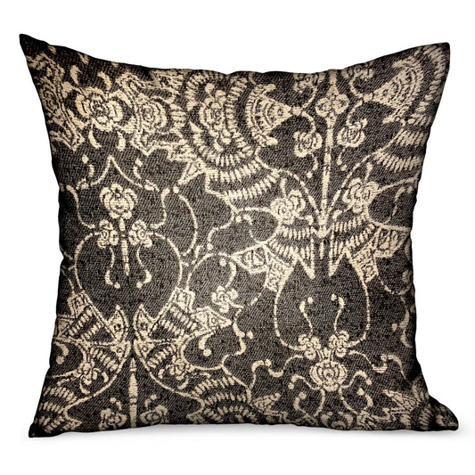 Adriel Bay Gray Black Chevron Luxury Outdoor/Indoor Throw Pillow