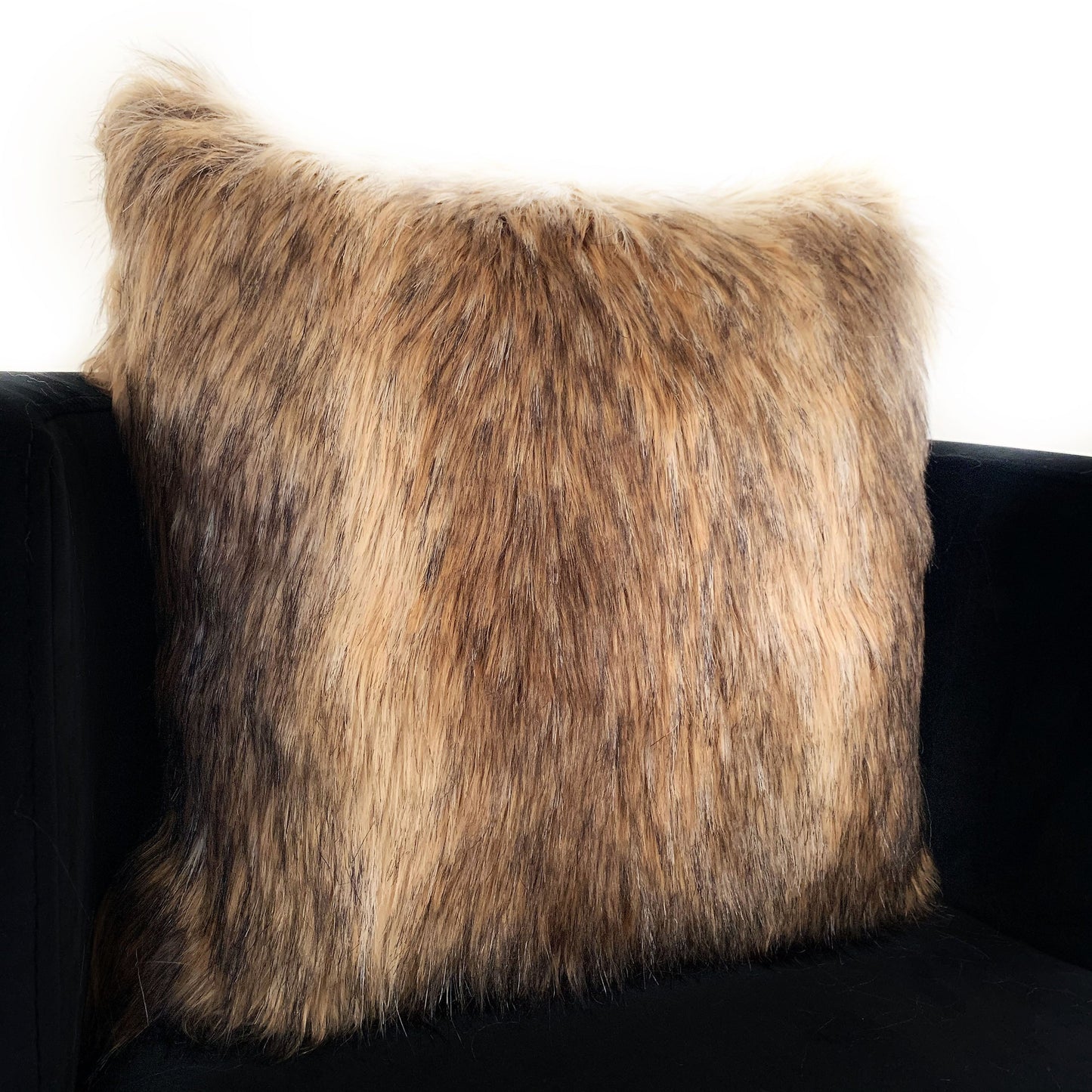 Plutus Light & Dark Brown Mountain Coyote Animal Faux Fur Luxury Throw