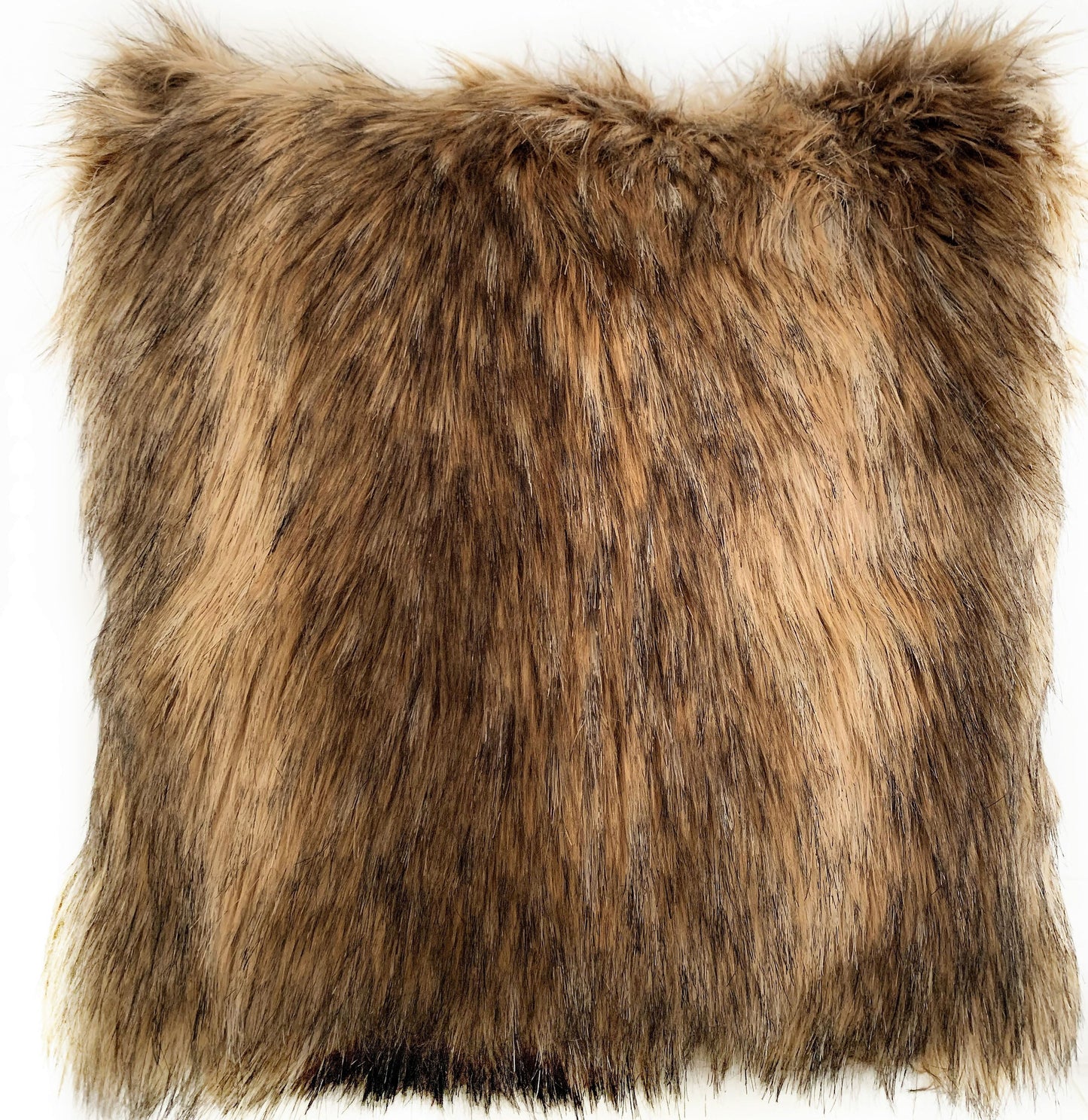 Plutus Light & Dark Brown Mountain Coyote Animal Faux Fur Luxury Throw
