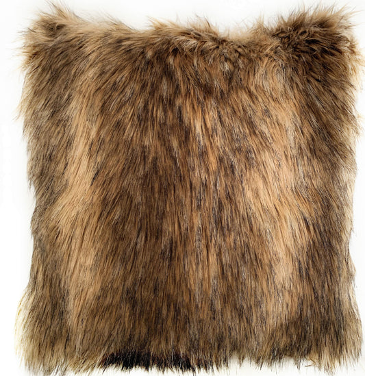 Plutus Light & Dark Brown Mountain Coyote Animal Faux Fur Luxury Throw