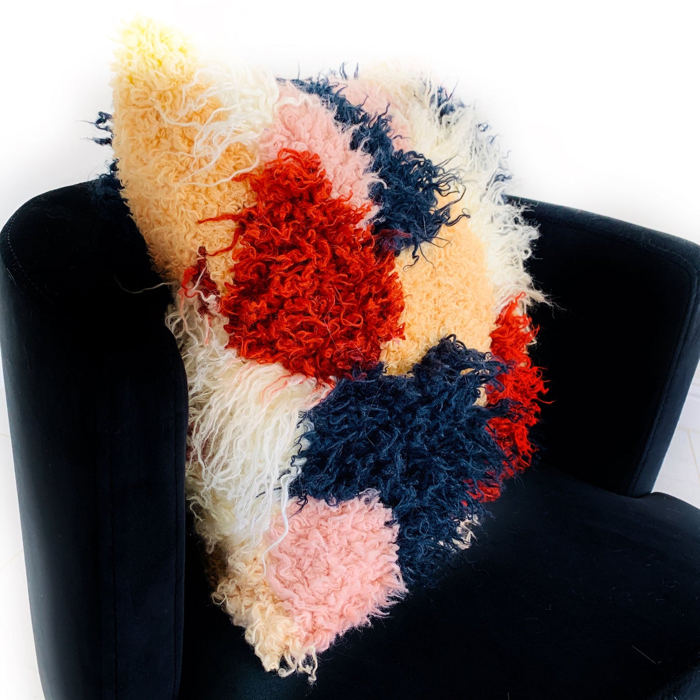 Plutus Red, White, Blue Fanciful Boho Animal Faux Fur Luxury Throw