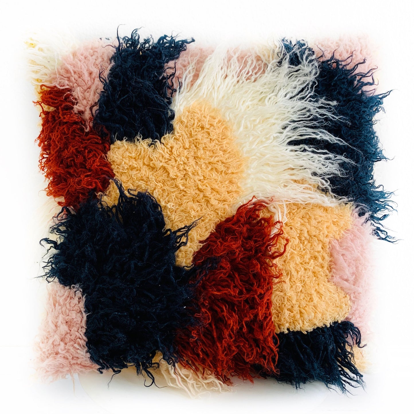 Plutus Red, White, Blue Fanciful Boho Animal Faux Fur Luxury Throw