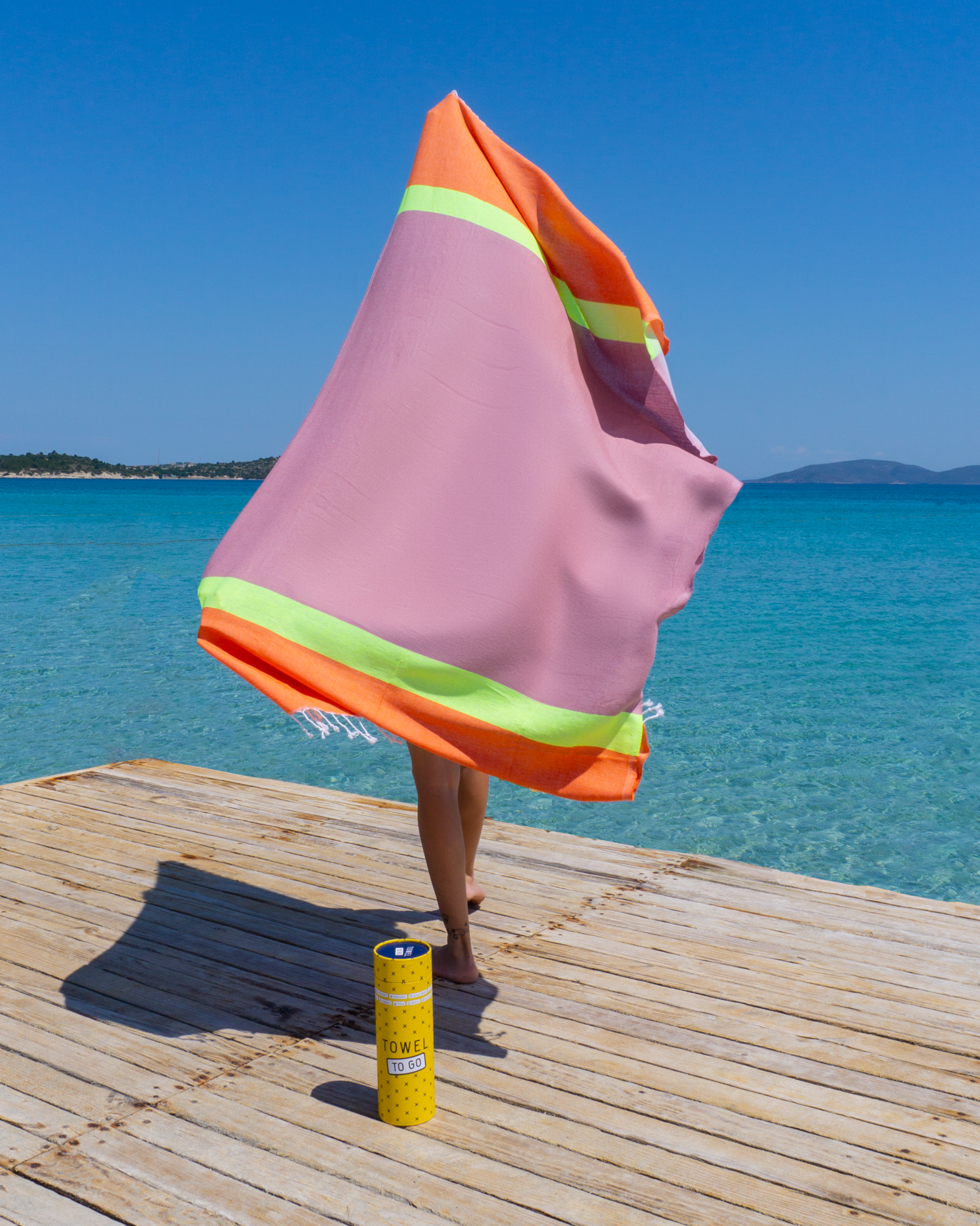Neon Beach Towel with Recycled Gift Box, Recycled Cotton, Orange, Red
