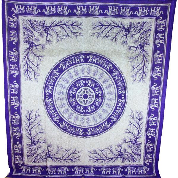 Purple Tigers & Elephants Majestic Beasts Tapestry