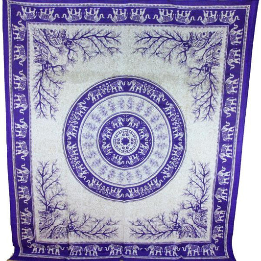 Purple Tigers & Elephants Majestic Beasts Tapestry