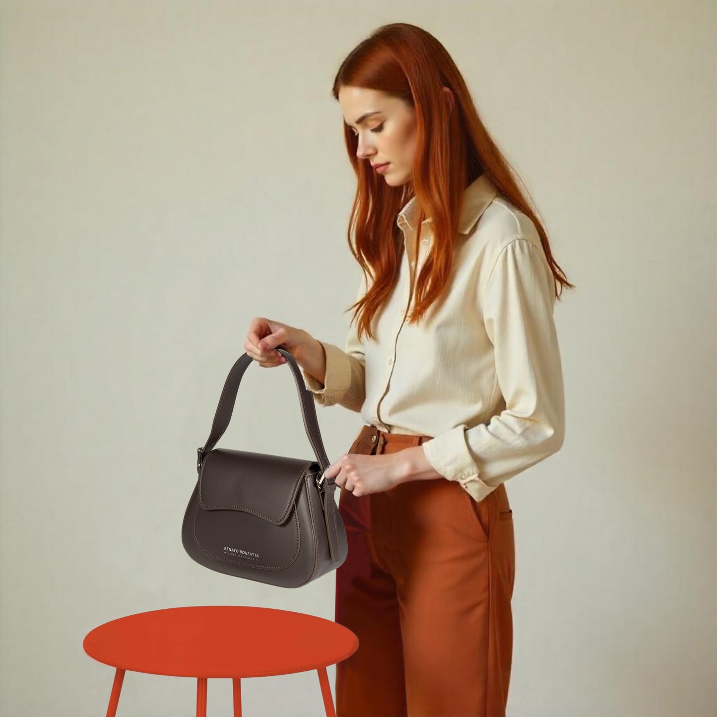 RB1030CI | Borsa Donna a Spalla EMMA con pattina in Vera Pelle Made in