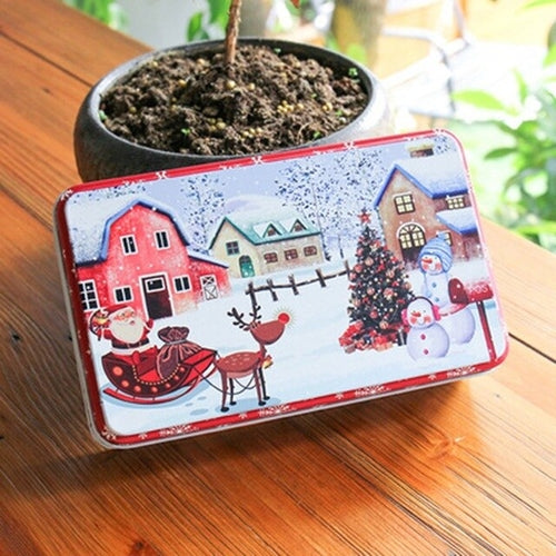 Rectangular Christmas Gift Boxes Candy Biscuit Tin