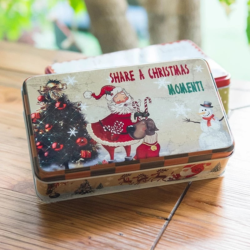 Rectangular Christmas Gift Boxes Candy Biscuit Tin